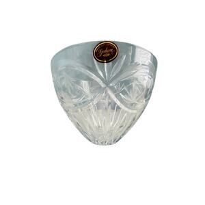 Gorham Crystal Bowl Poland Hand Cut Dish Etched Flowers Floral 4.5” Tall Glass